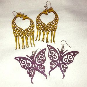 Wooden Animal Earrings